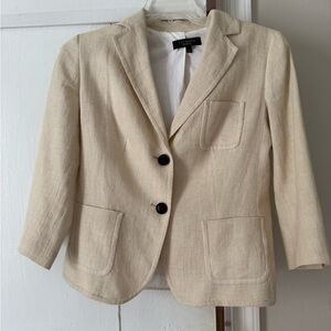 Talbots Mid sleeve Cream Linen/Cotton Blazer